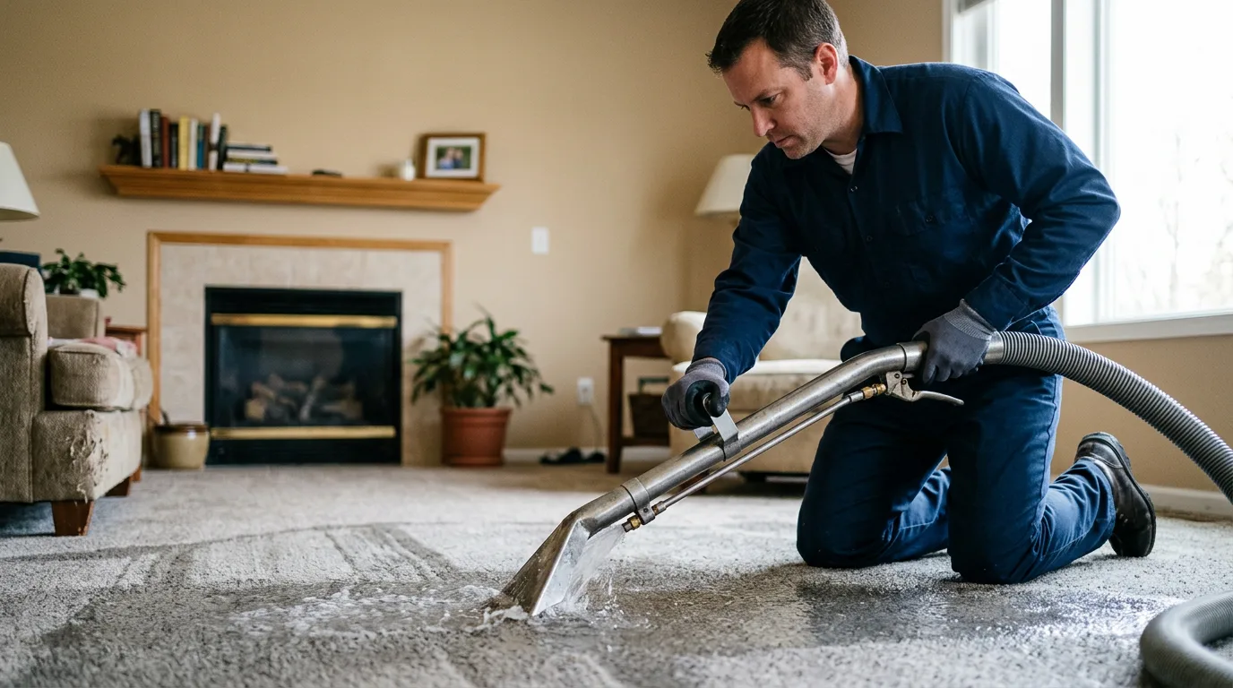 Water damage restoration technician working near Gainesville, NY